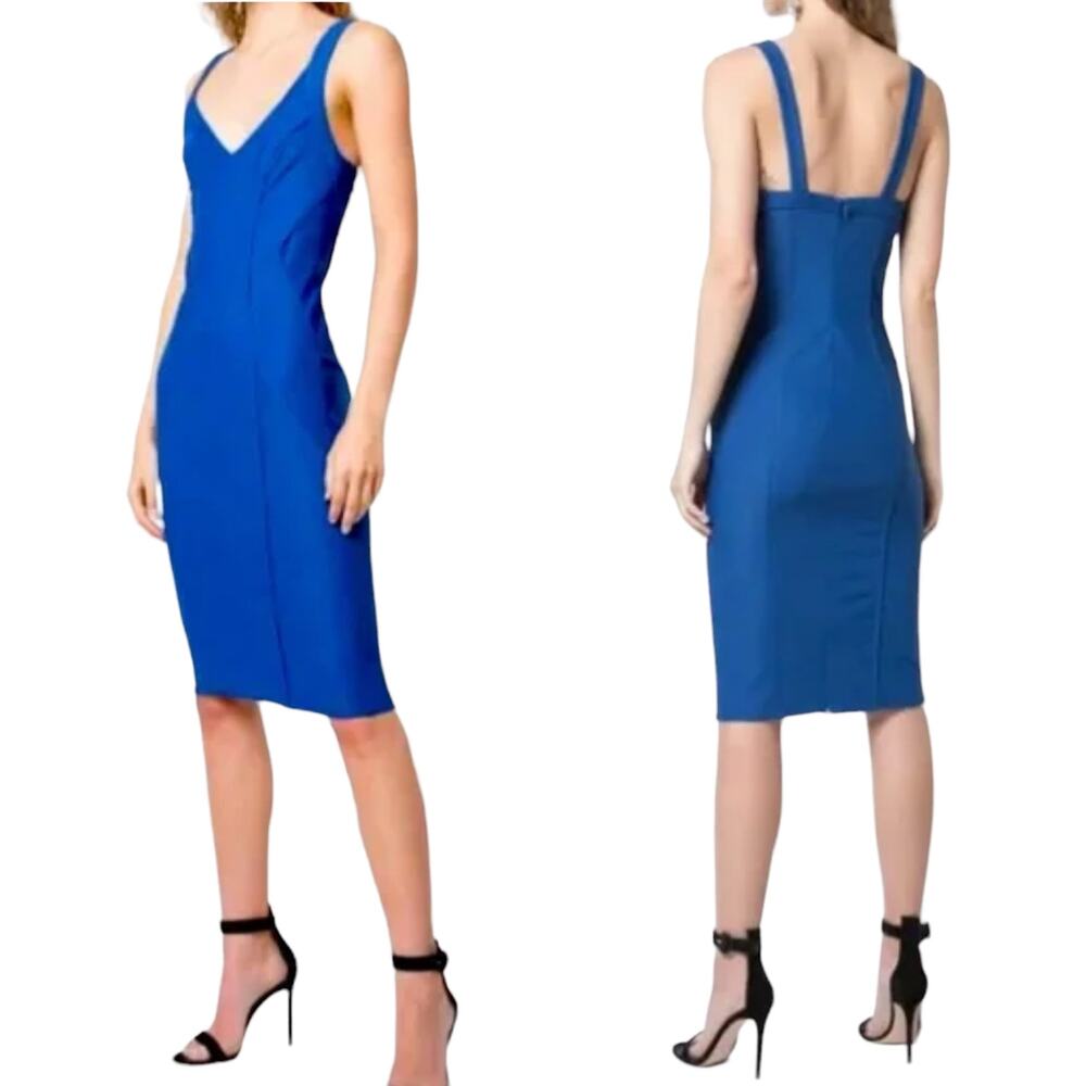 Zac Posen Haley Dress 12 Lapis Blue Sleeveless V-Neck New